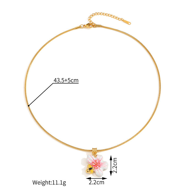 Three-dimensional Gradient Flower Stainless Steel Sweet Elegant Jewelry Set