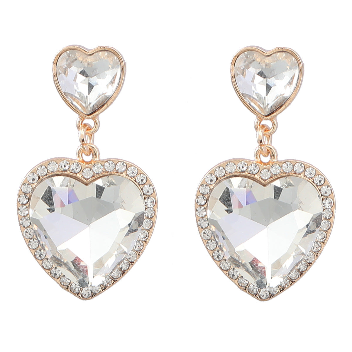 Stylish Colored Diamond Alloy Love Heart-shaped Earrings