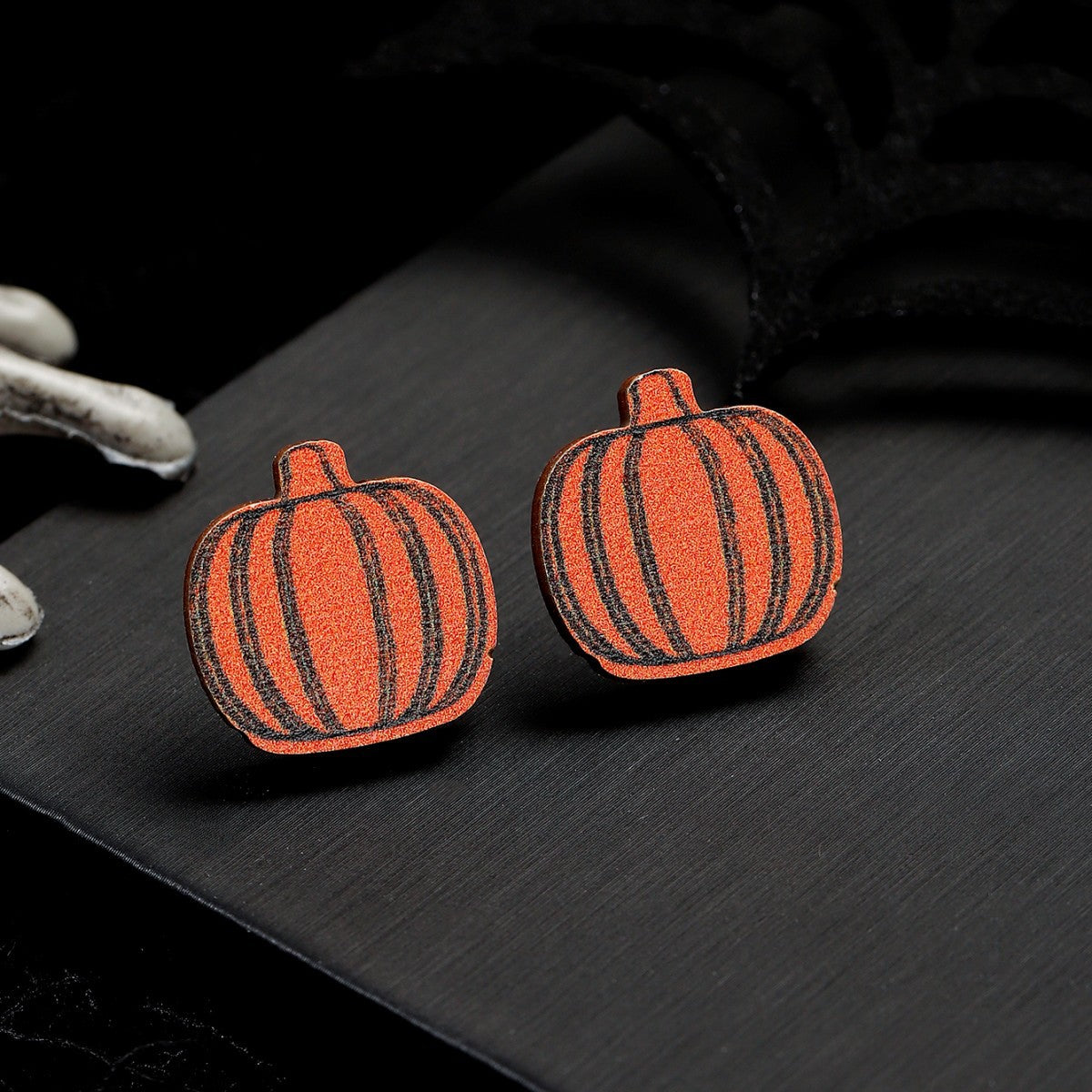 Halloween Party Eccentric Personality Pumpkin Bat Earrings