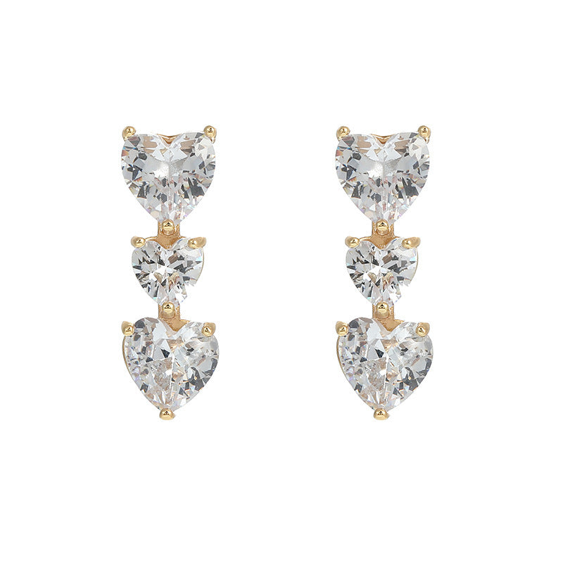 Stylish Heart-shaped Loving Heart Zircon Jewelry Earrings