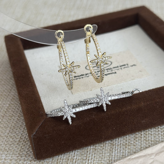 Women's Micro Inlaid Zircon Eight Awn Star For Design High-grade Elegant Earrings