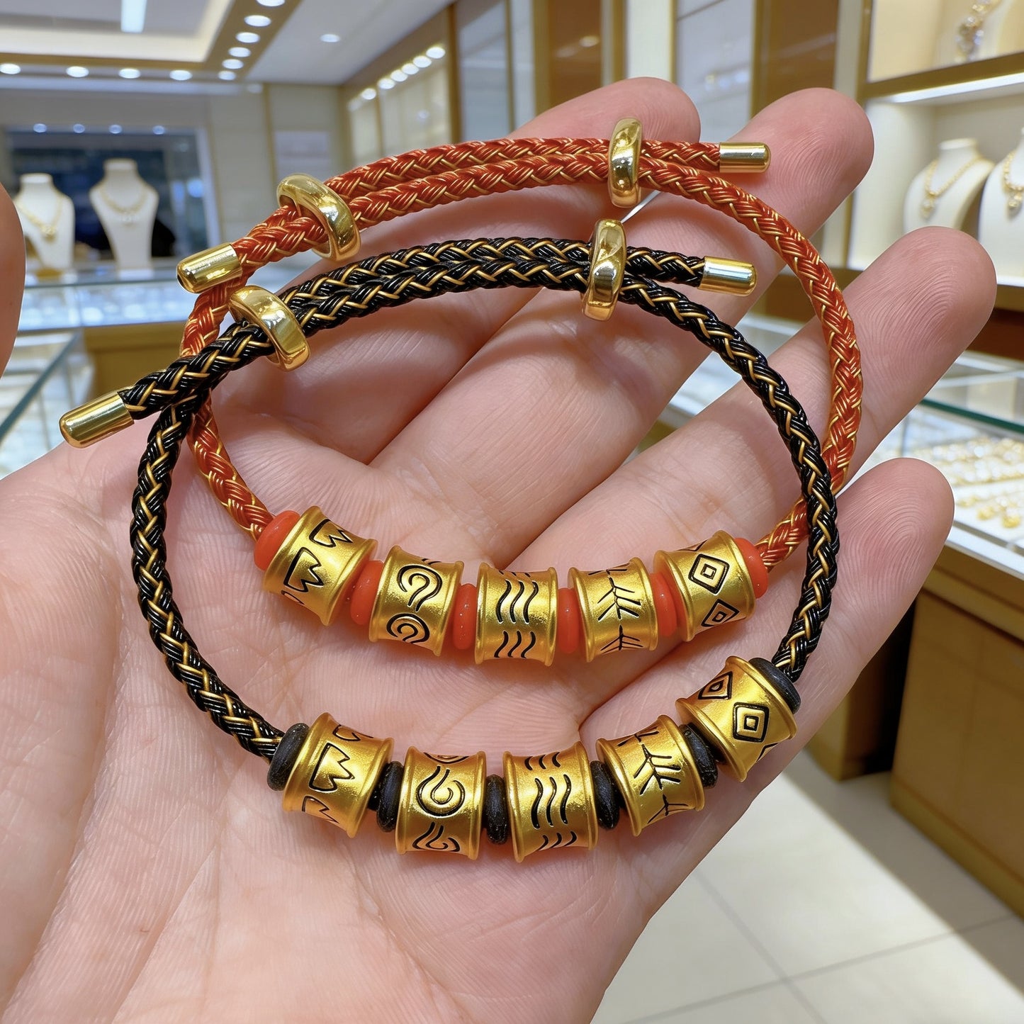 Style Alluvial Gold Five Elements Golden Wood Water Fire Soil Bracelet