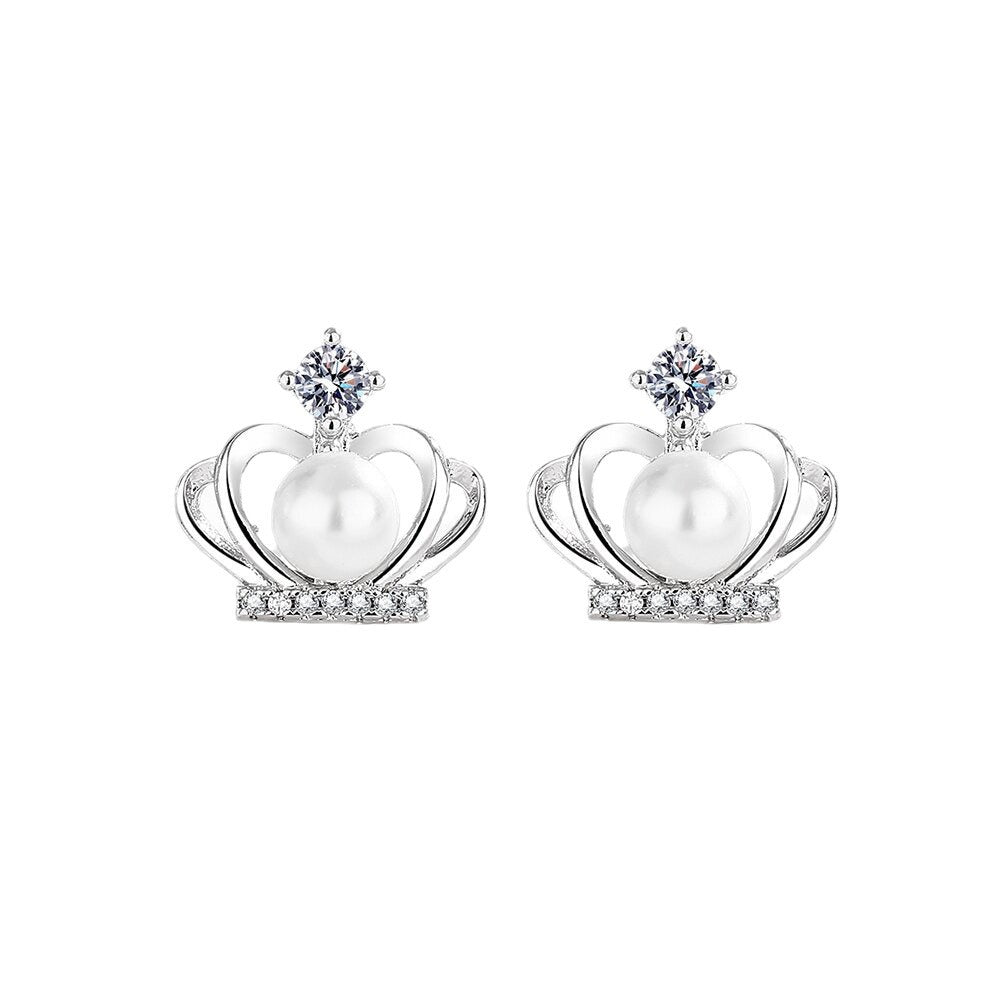 Women's Style Light Luxury High-grade Pearl Crown Earrings