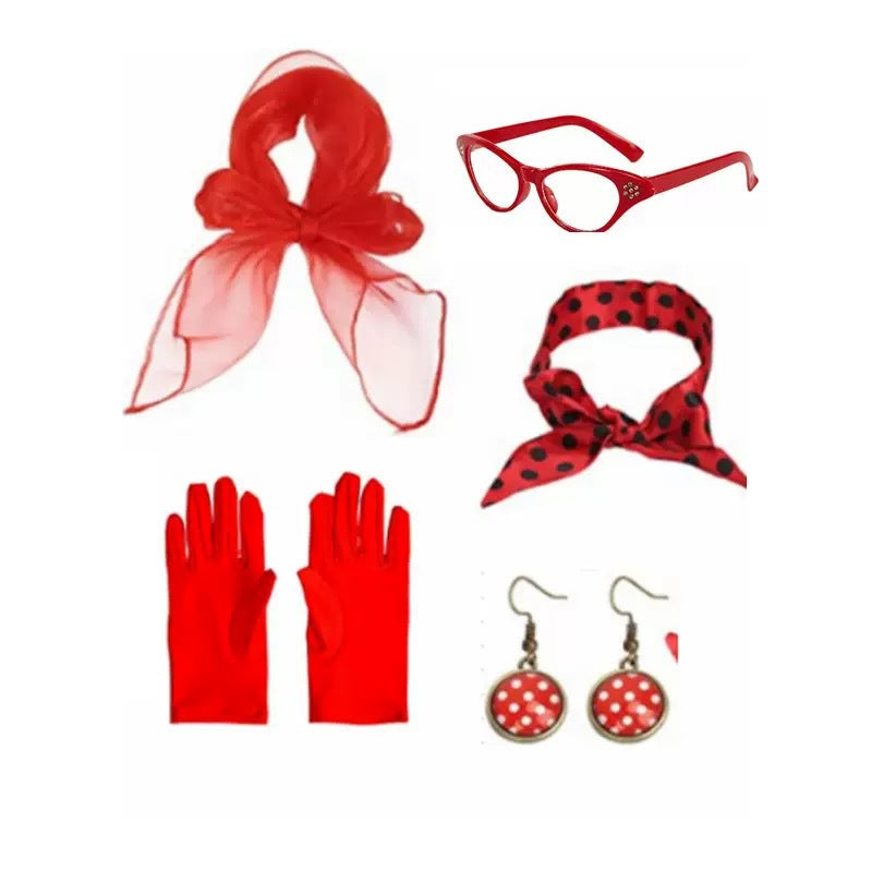 Women's Black White Red Dot Circle Acrylic Generation Retro Suit Jewelry Set