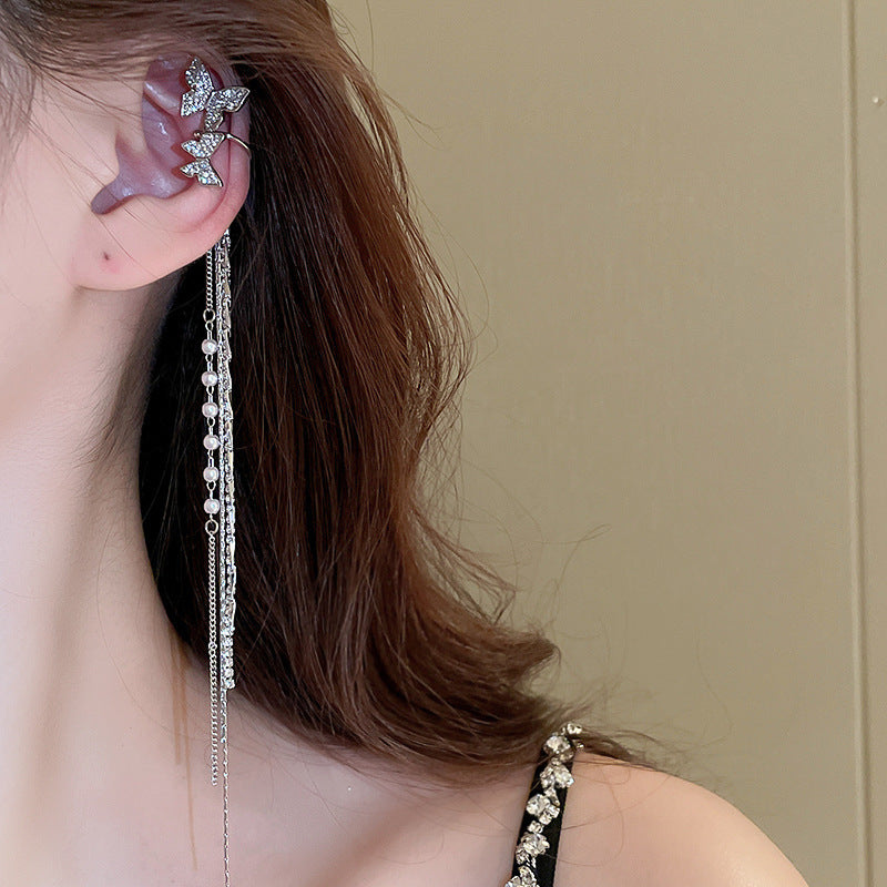 Round Tassel Bone French Vintage Court Style Light Ear Clip