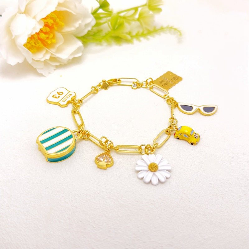 Sweet Little Daisy Bee Asymmetric Shape Sier Rings