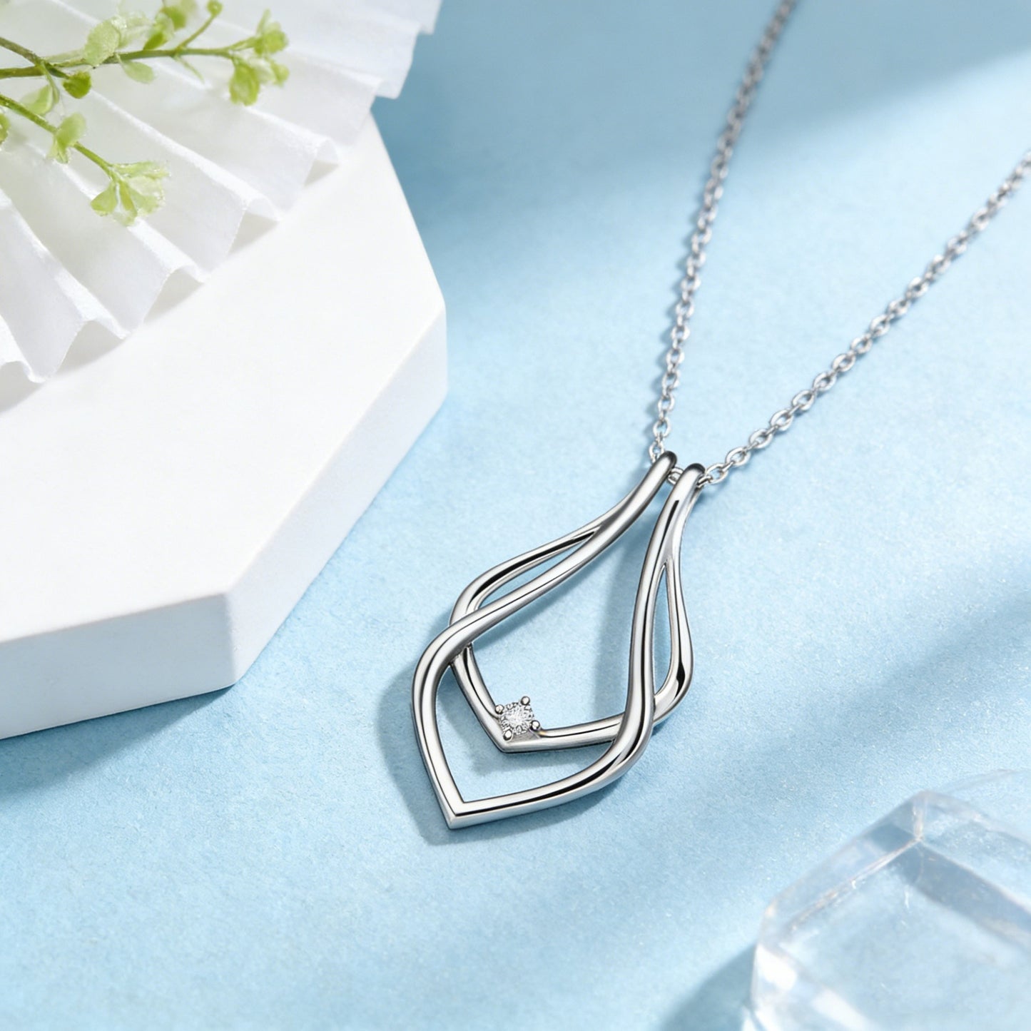 Geometric Water Drop Titanium Steel Niche Necklace