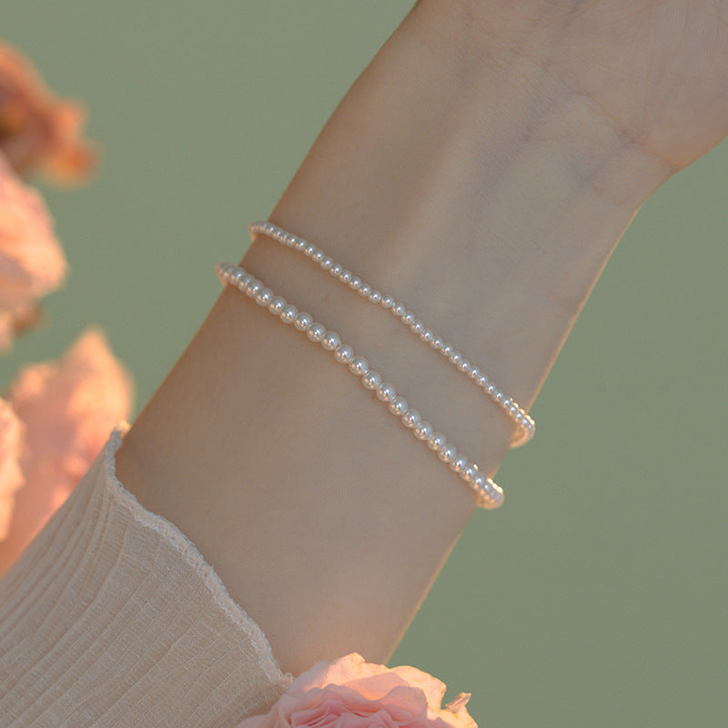 Women's Pearl Style Twin Minimalist Design Hand Bracelets