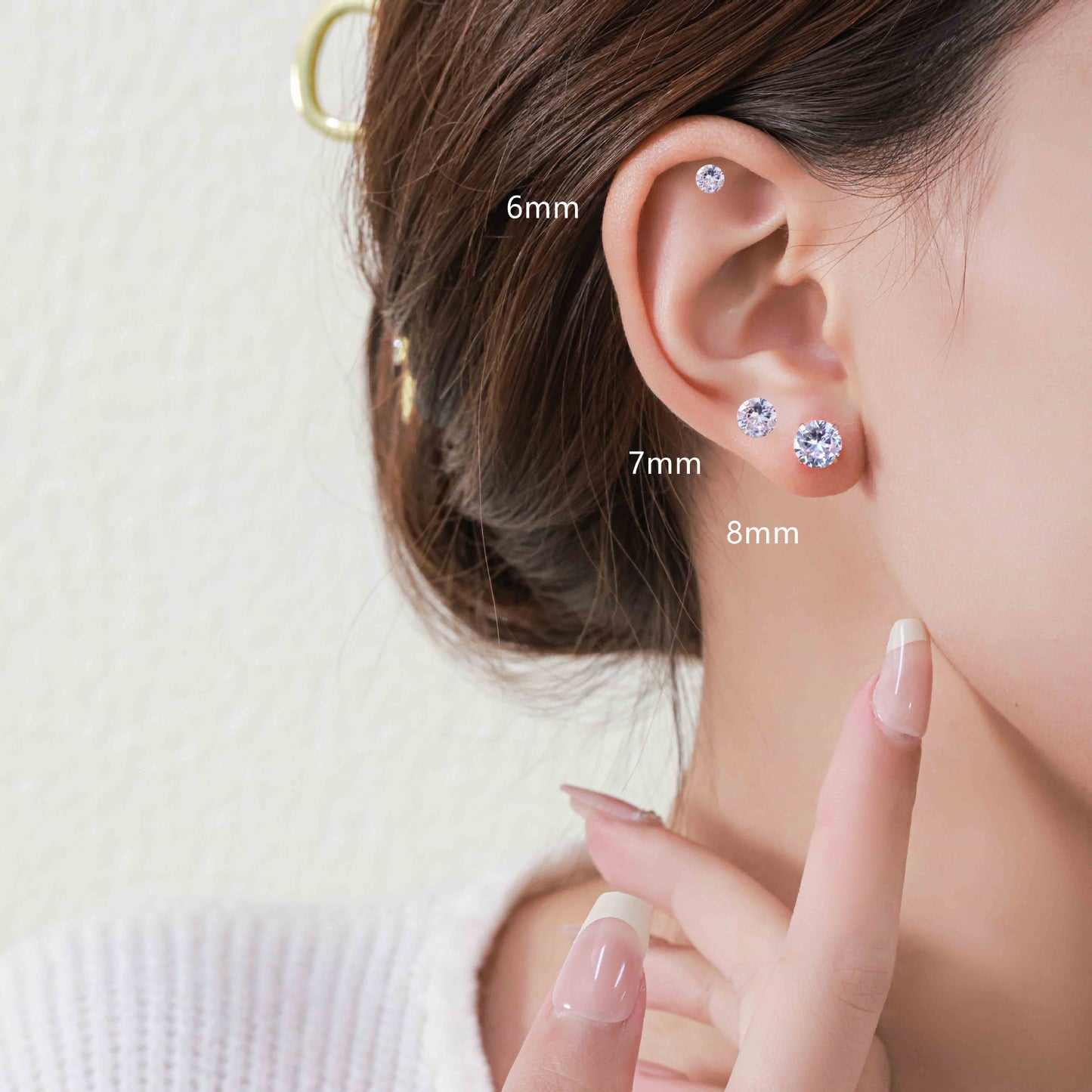 Titanium Steel Fashion Zircon Ear Bone Rings