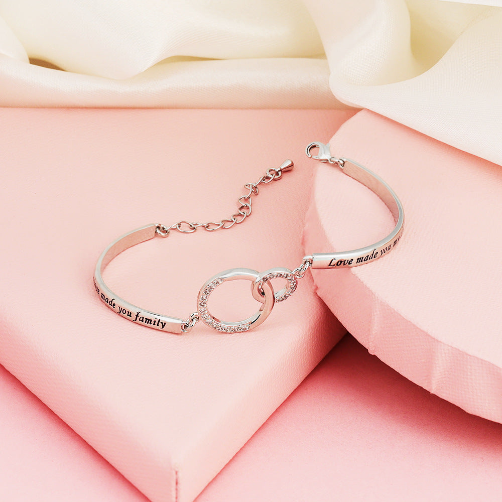 Bracelets à la mode avec lettres en forme de cœur pour femmes, amies, sœurs