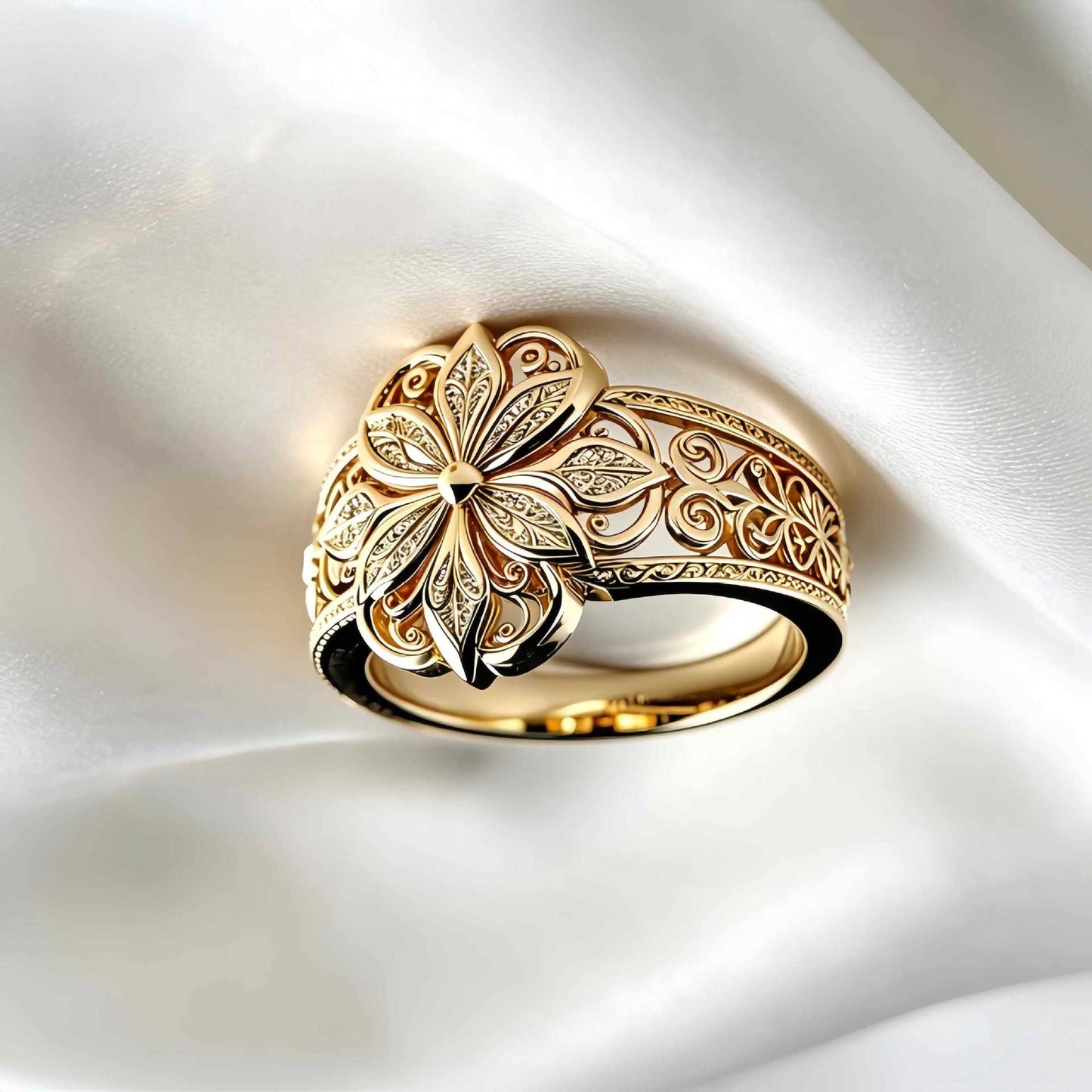 Hollow Flower Niche Design Mori Style Carved Artistic Temperament Ring