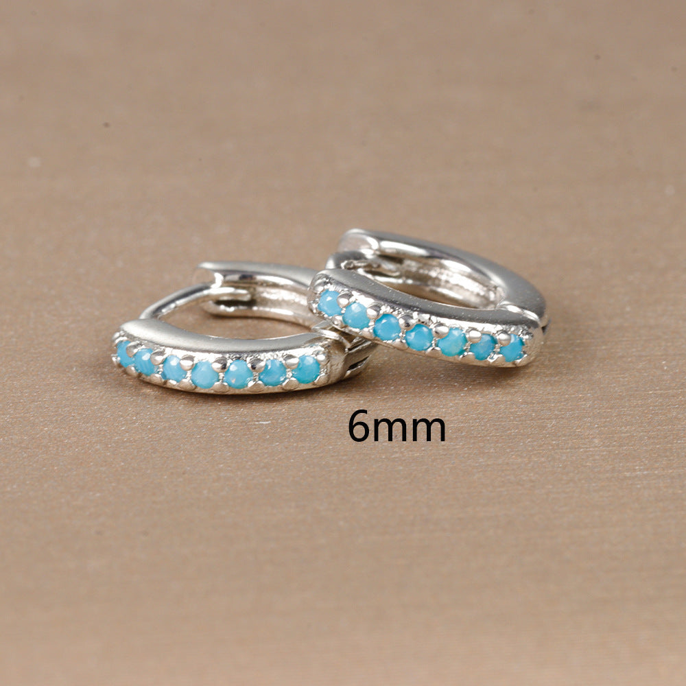 Simple Eardrop Blue Pine Zircon Circle Ear Bracelets