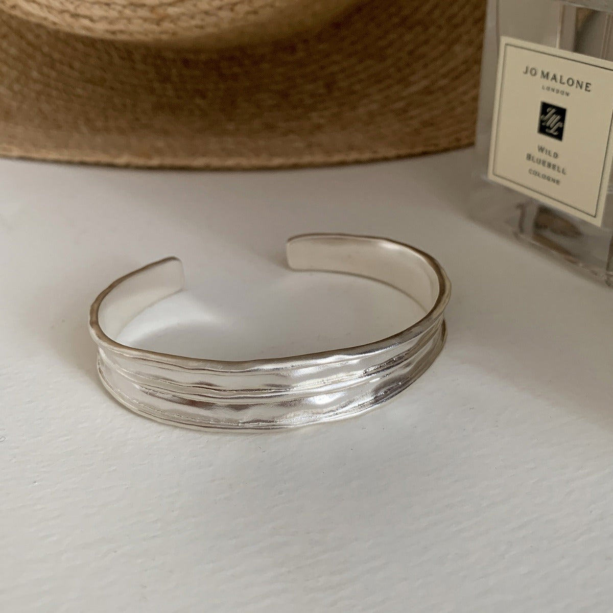 Matte Sterling Sier Texture Opening Minimalist Bracelet