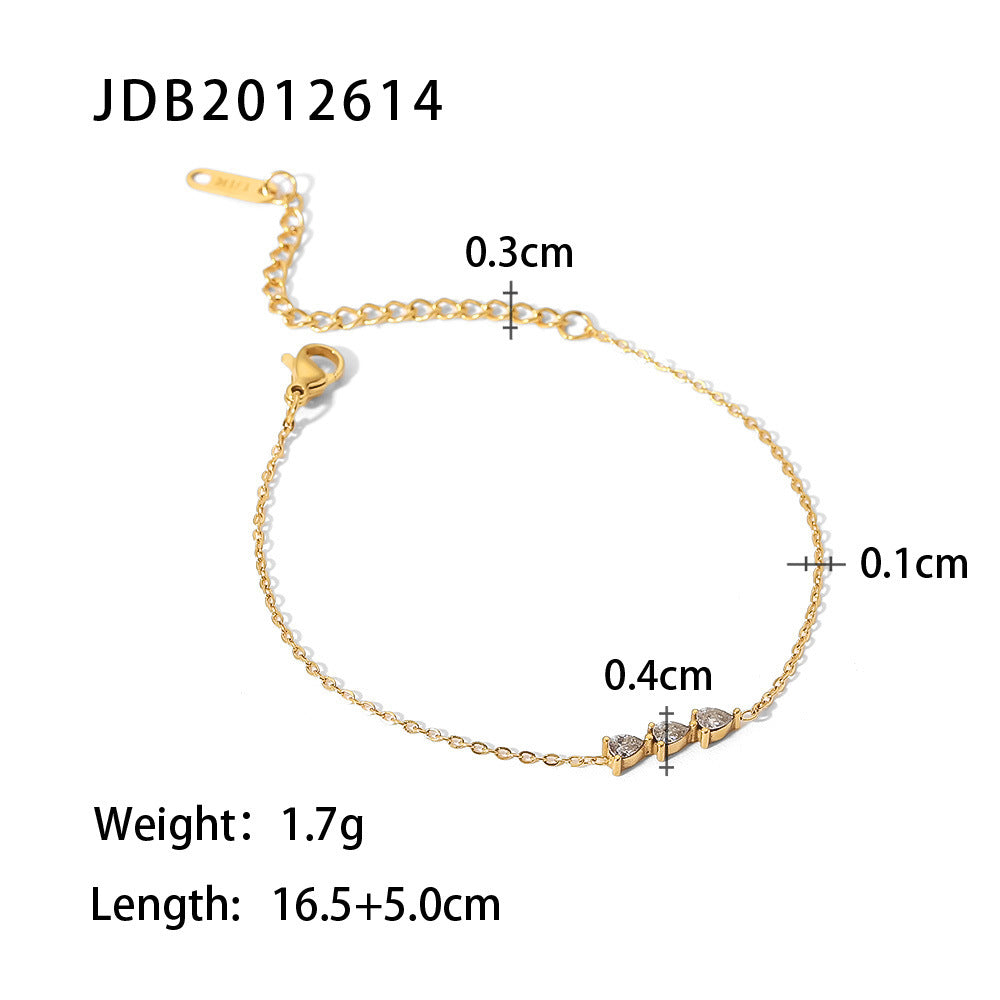 Women's Titanium Steel Gold Stainless Inlaid Zircon Bracelets