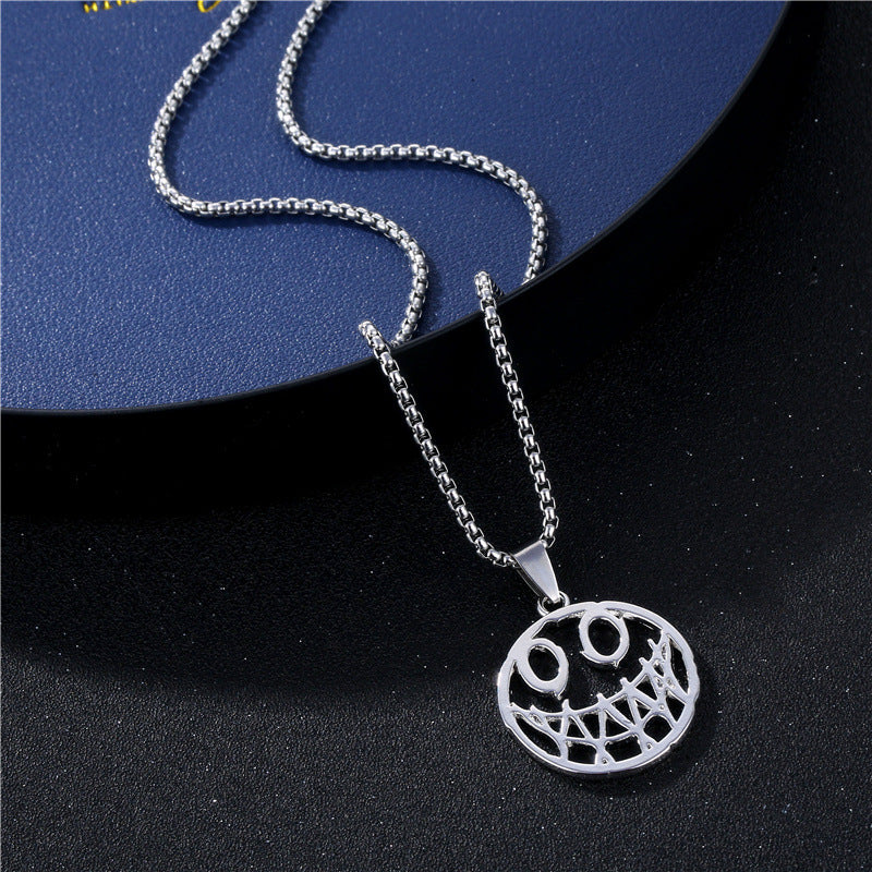 Steel Devil Smiley Alloy Pendant Temperament Couple Necklaces