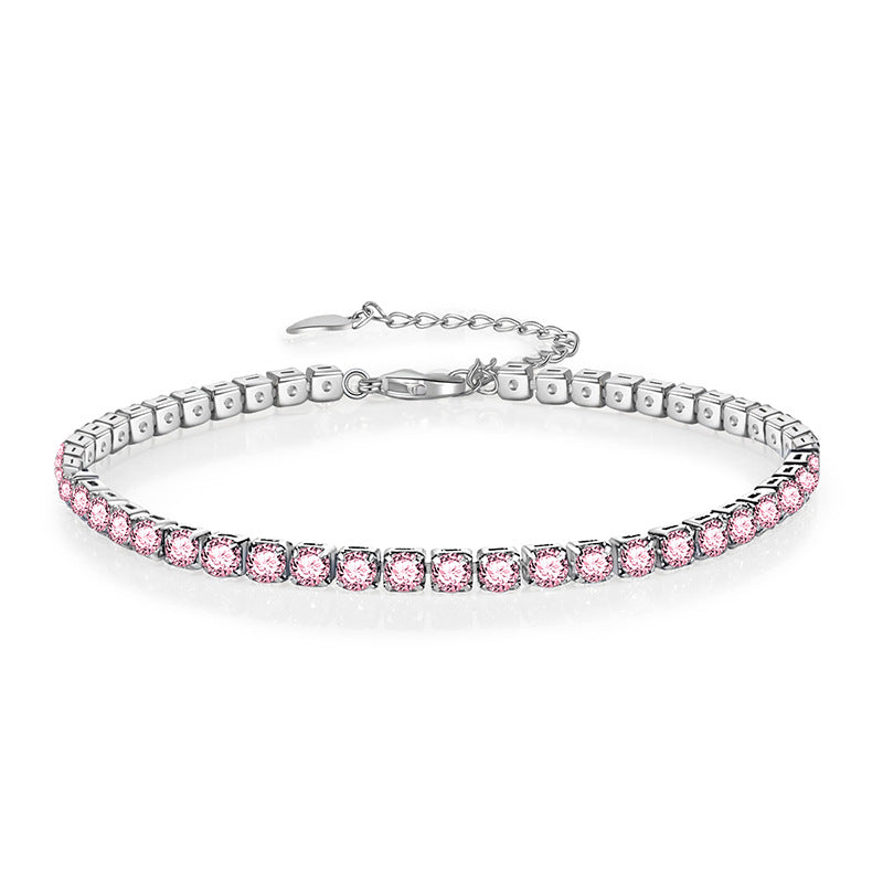 Women's Ornament Adjustable Color Zircon Fashion Shiny Full Diamond Pink Bracelets