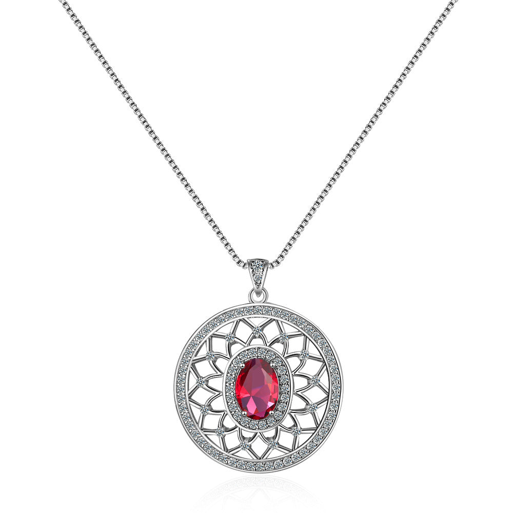 Pendentif mode Zircon incrusté diamant rond tempérament personnalité boîte colliers