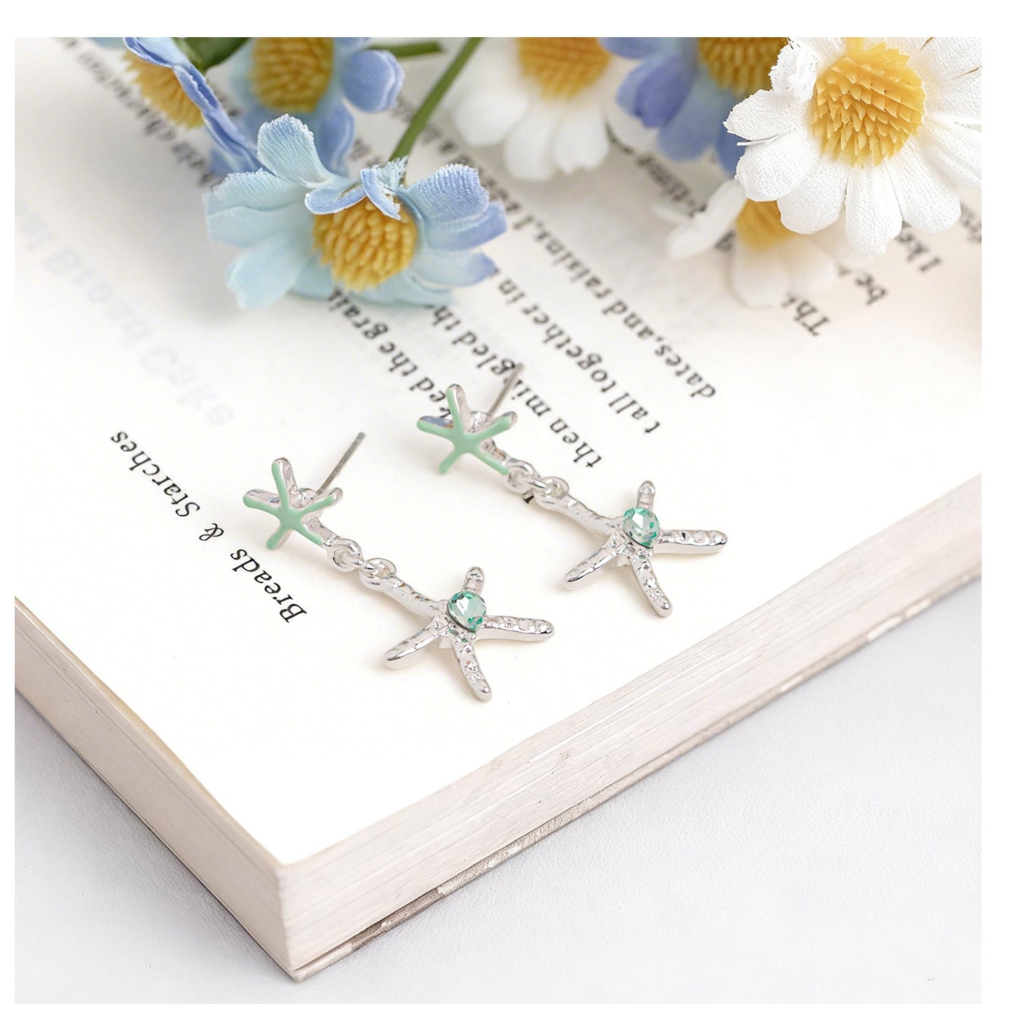 Women's Holiday Ocean Style Sier Starfish Long Ear Clip