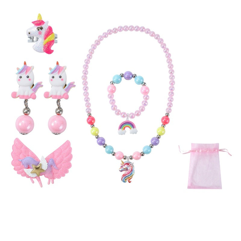Color Box Unicorn Shoulder Bag Cartoon Jewelry Set