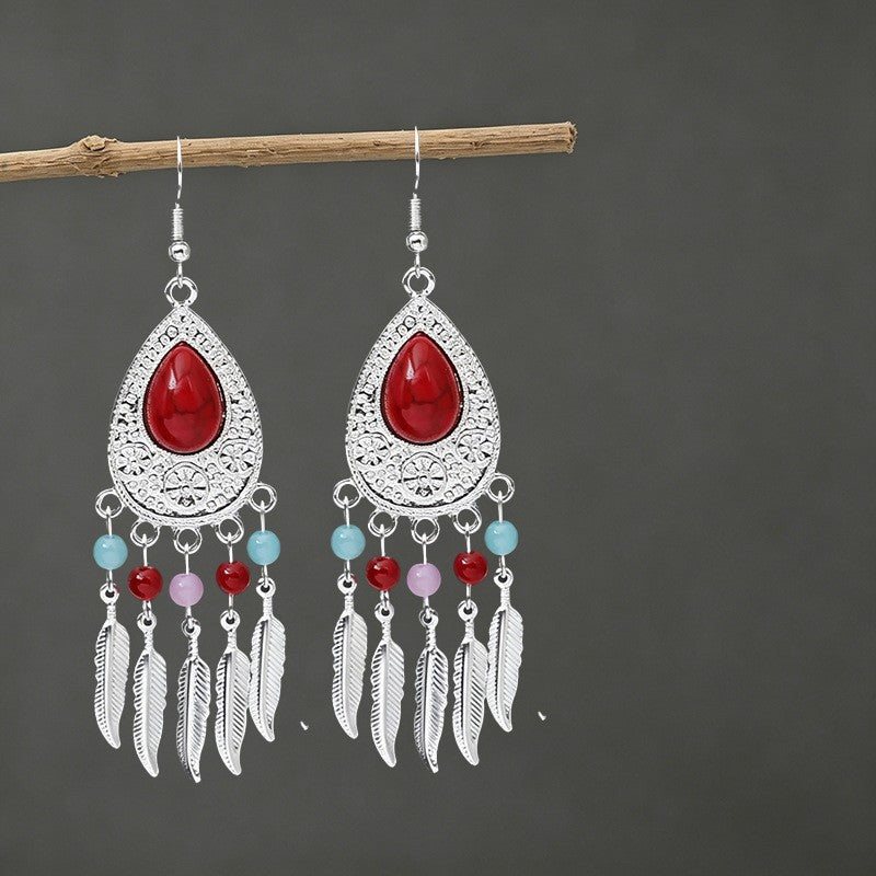 Bohemian Tassel Water Drop Summer Vacation Style Dopamine Earrings