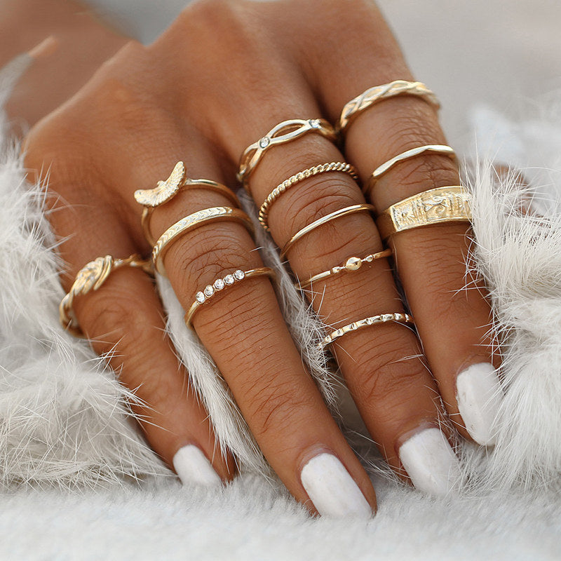 Combination Set Exaggerated Personalized Punk Piece Snake Rings