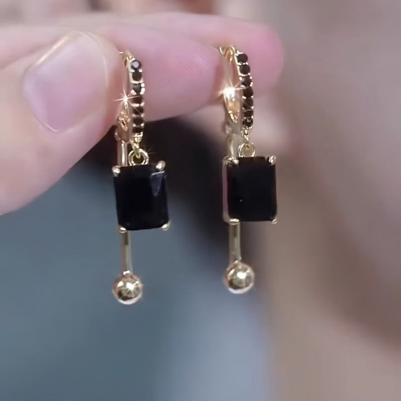 Crystal Block Full Diamond Light Luxury Earrings