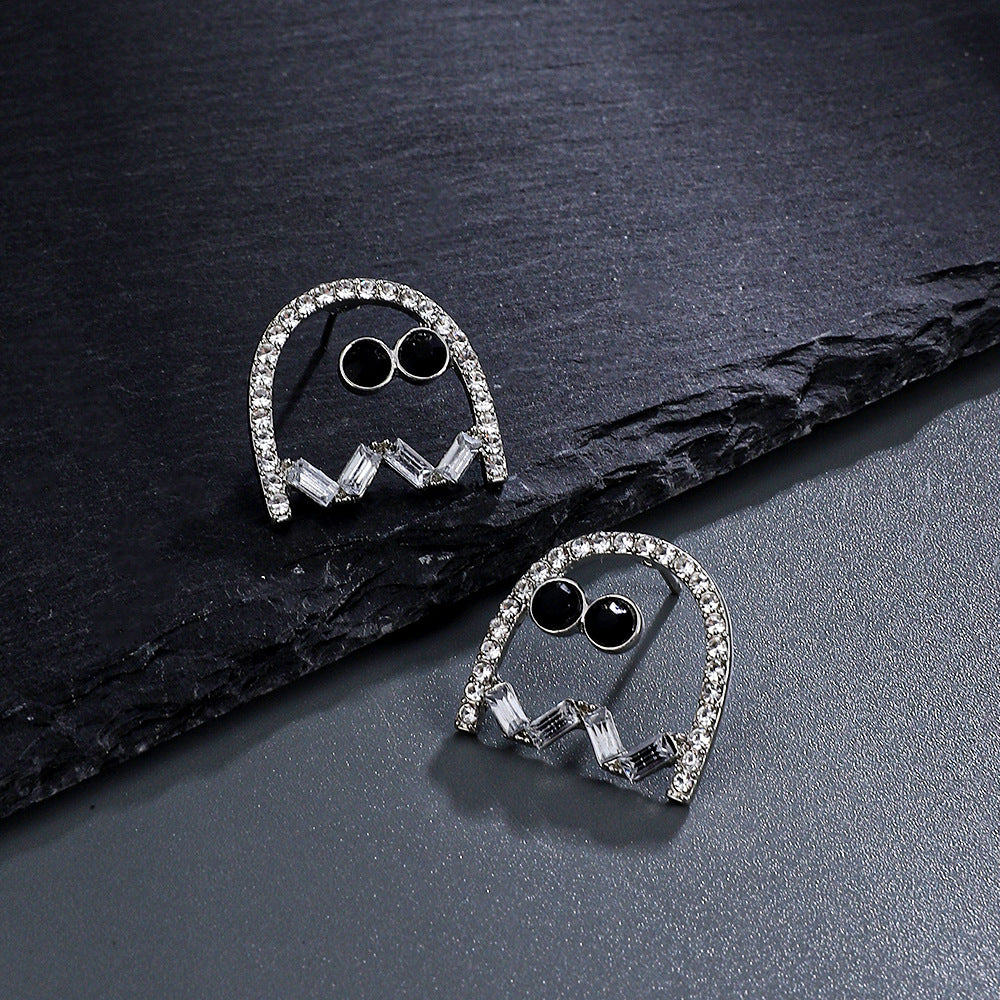 Women's For Creative Diamond Pierced Black Ghost Trendy Earrings