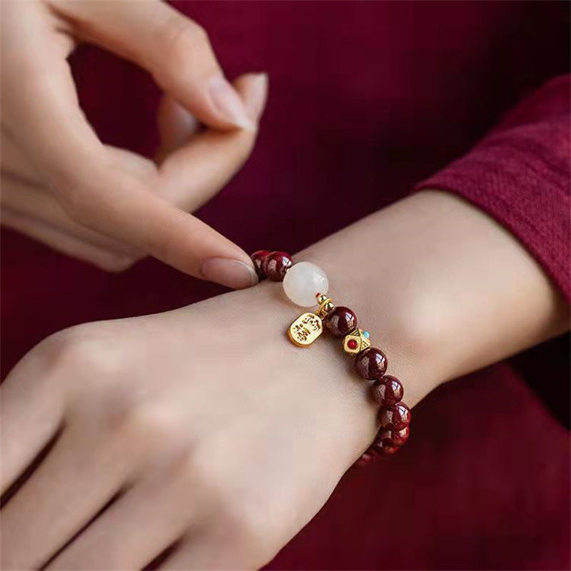 Bracelets de perles porte-bonheur pour femmes, minerai brut, violet, or, sable, cinabre