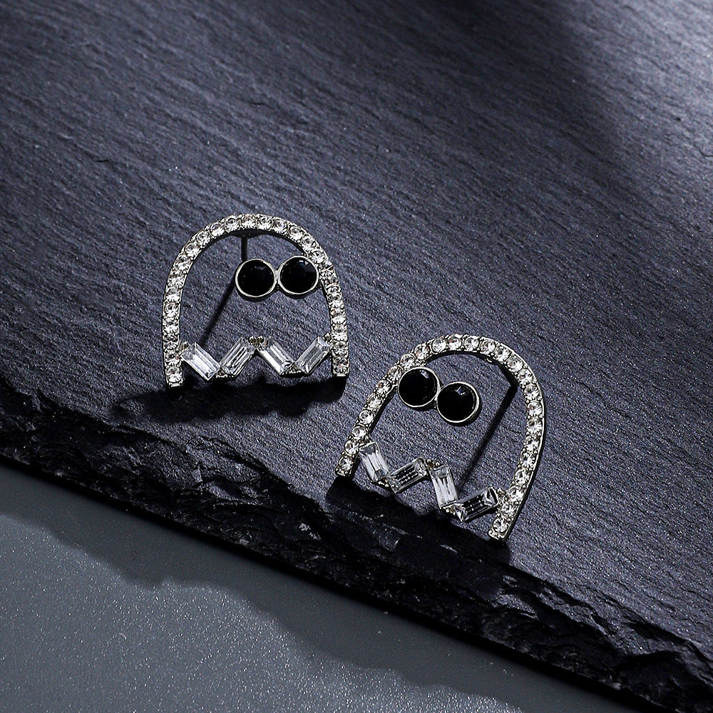 Women's For Creative Diamond Pierced Black Ghost Trendy Earrings