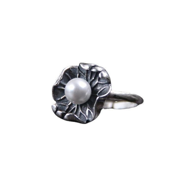 Women's Thai Sier Court Artistic Vintage Lotus Rings