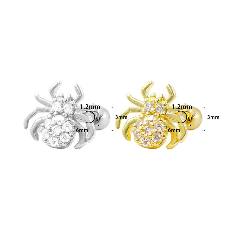 Three-dimensional Butterfly Ear Bone Spider Piercing Stud Earrings