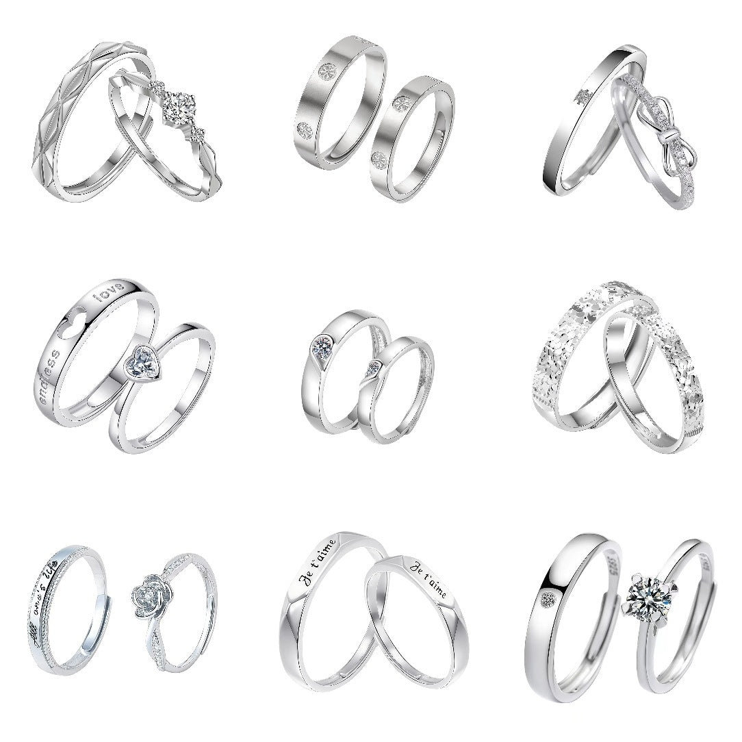 Women's & Men's Gold Plated Couple Pair Of Open Ring