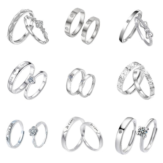 Women's & Men's Gold Plated Couple Pair Of Open Ring