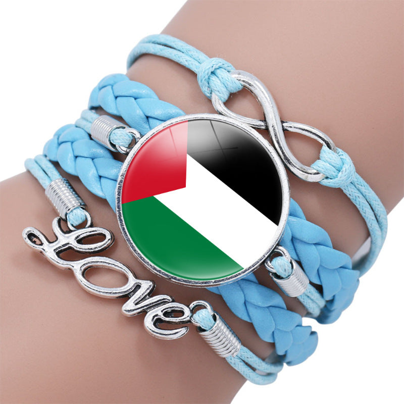 Bracelets infinis en pierre de temps à motif de drapeau palestinien