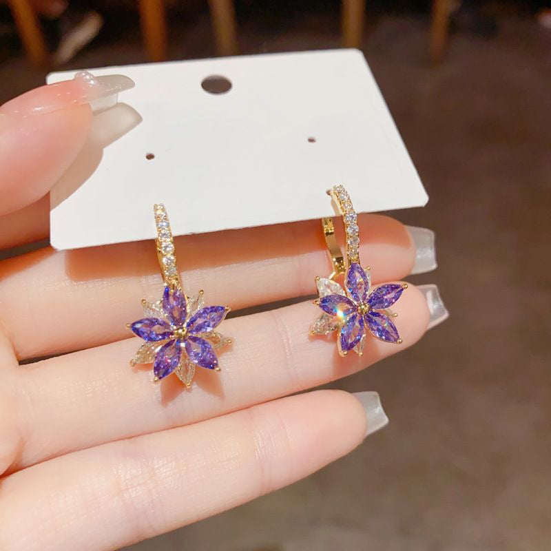 Purple Flower Clips Korean Style Niche Ear Buckle