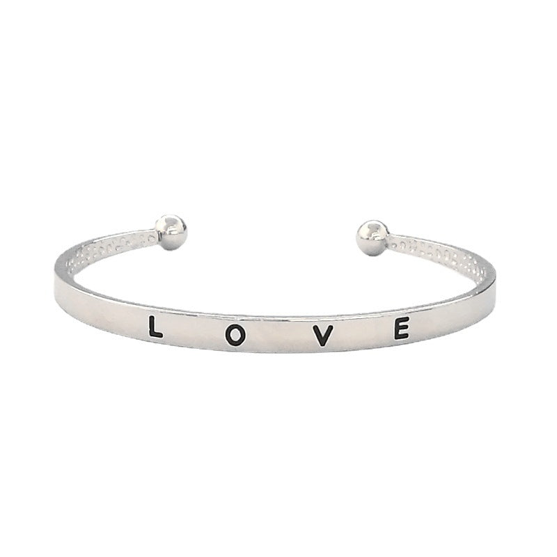 Korean Style Simple Opening Metal Lettering Bracelet