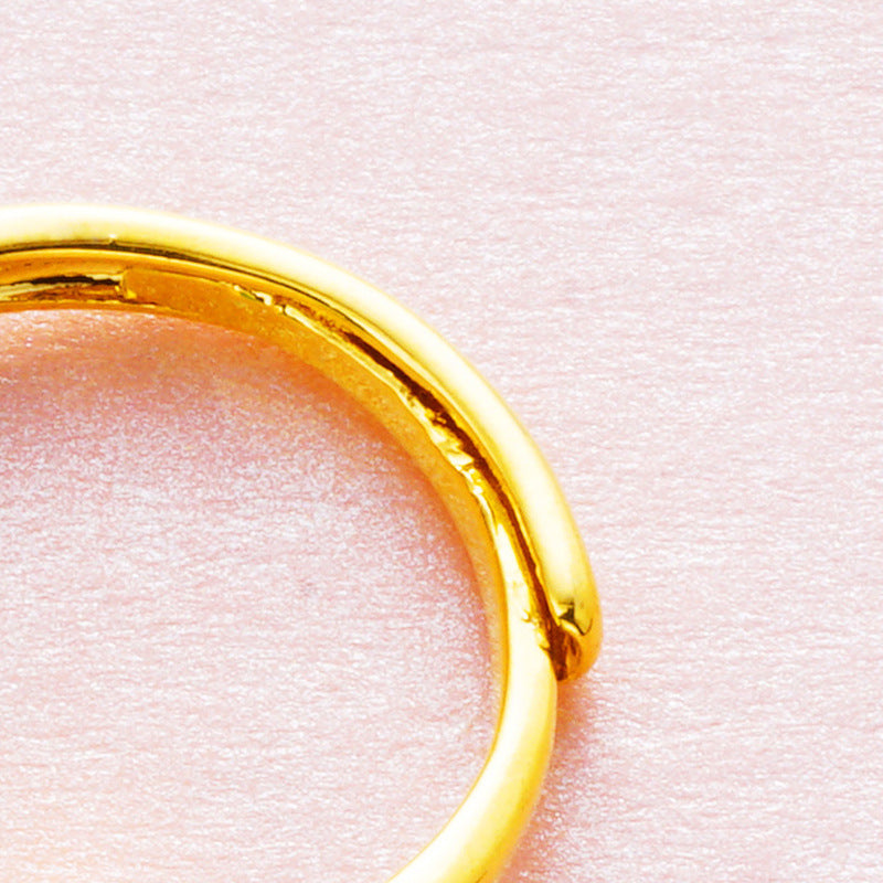 Open Female Vietnam Placer Gold Brass Gold-plated Diamond Natural Stone Rings