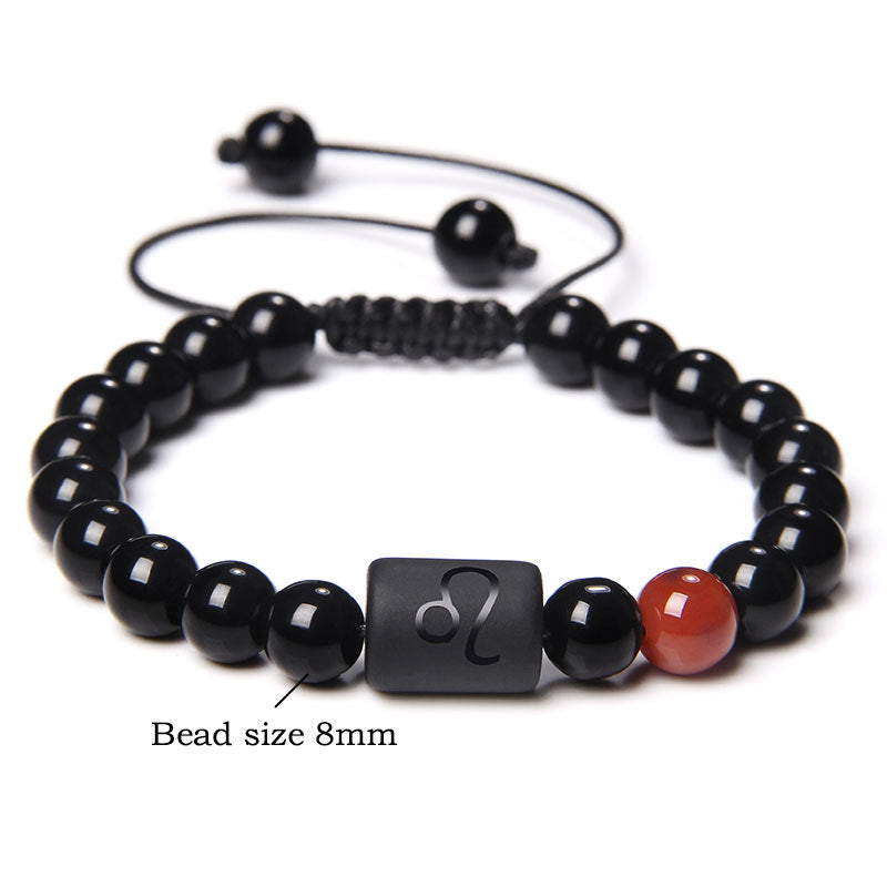 Men's Natural Red Agate Beads Twee Constellation Bracelets