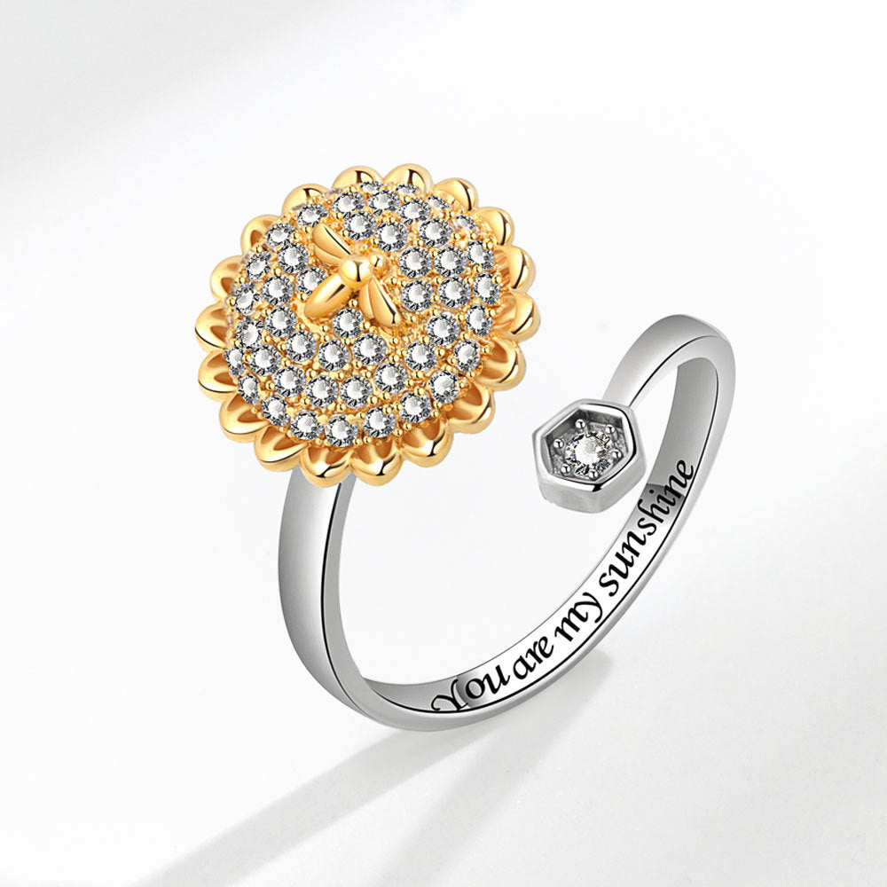 Rotating Sunflower Bee Female Creative Personality Rings