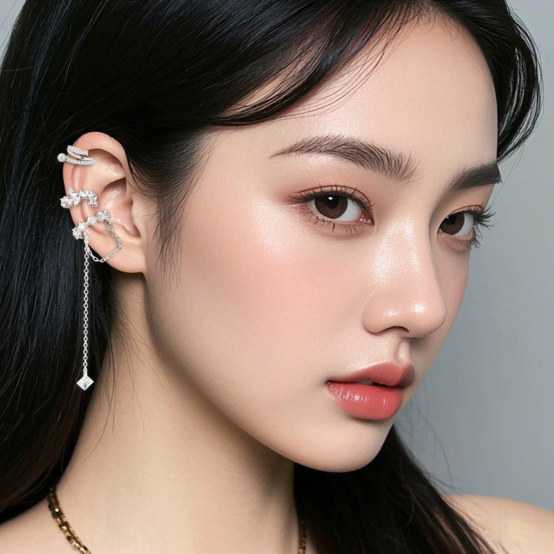 Starry Long Pearl Tassel Zircon Without Rings