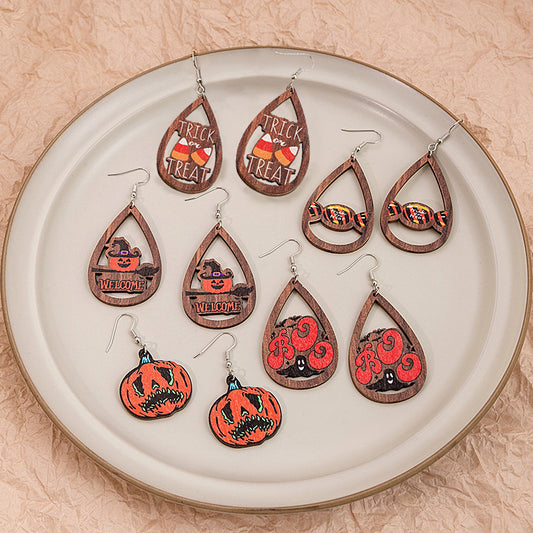 Halloween Pumpkin Funny Personality Ghost Face Earrings