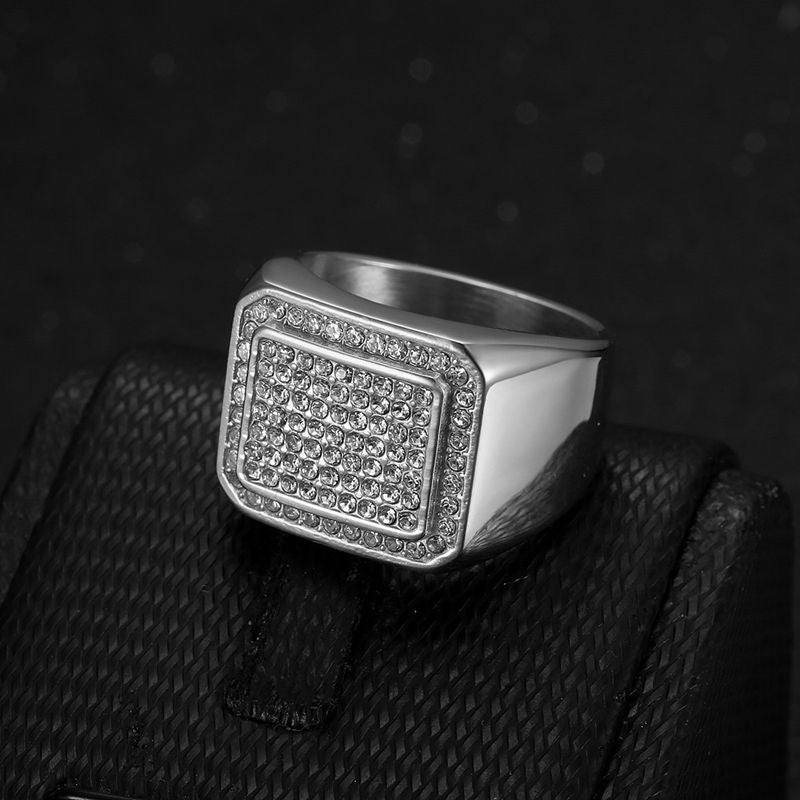 Men's Hip Hop Titanium Steel Vacuum Plating Full Ring