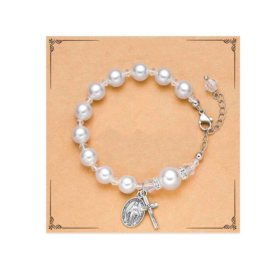 Imitation Pearl Love Woven Little Easter Bracelet