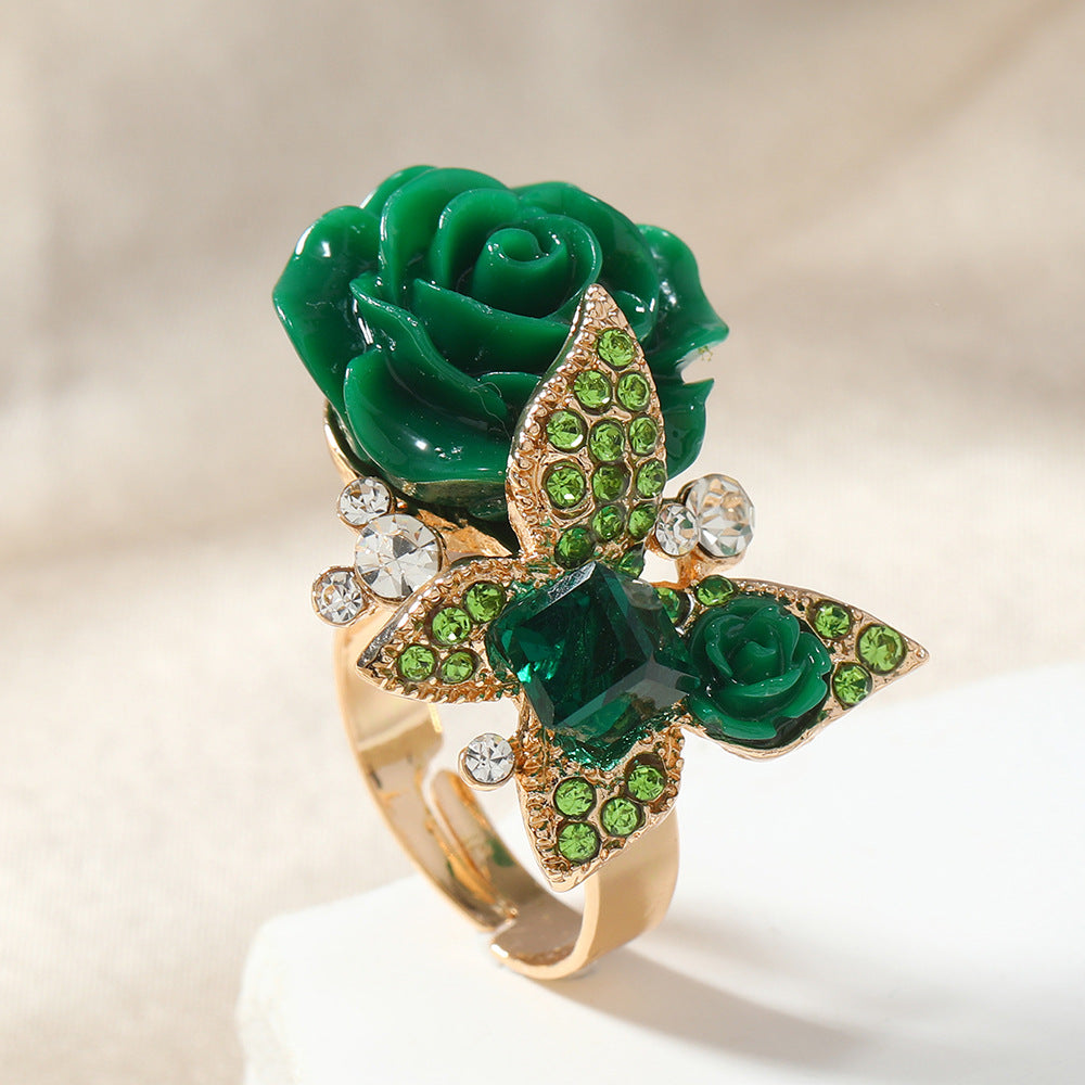 High Quality Fashion Minority Design Butterfly Rose Rings