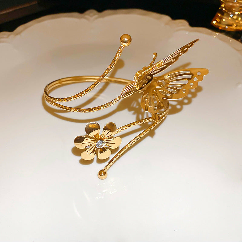 Flower Butterfly Metal Cold Style High-grade Temperament Exaggerated Bracelet