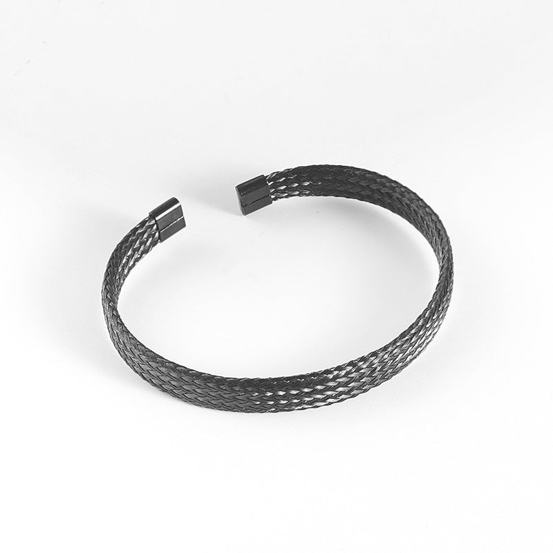 Women's & Men's Fashion Personality Retro Titanium Woven Open Round Bracelets