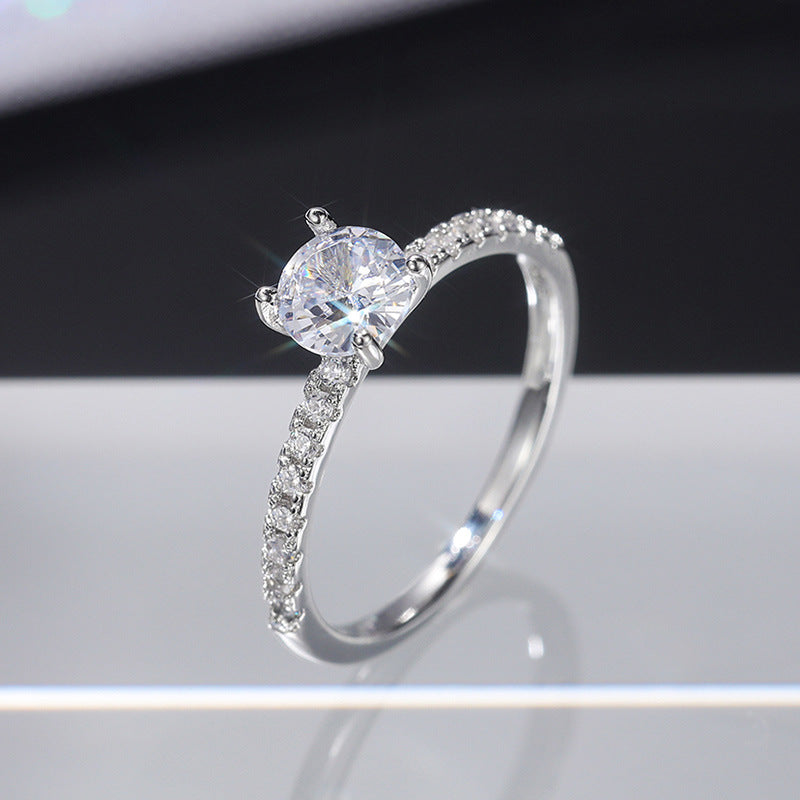 Shi Simple Zircon Fiançailles Mariage Anneaux De Cuivre