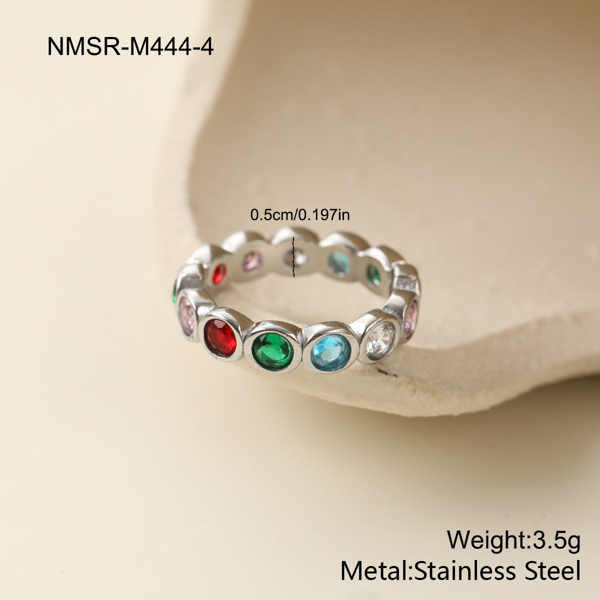 Stainless Steel Multicolor Zircon Female Retro Affordable Luxury Ring