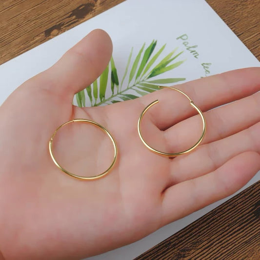 Needle Big Ear Gold Plated White Copper Fashion Personality Round Earrings