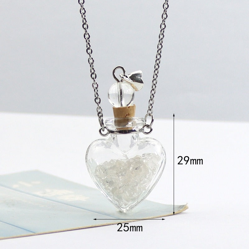 Transparent Heart-shaped Colored Glaze Perfume Essential Necklaces